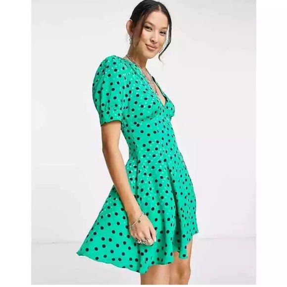 Topshop Spot Swing Tea Dress Size 6 - Picture 1 of 7